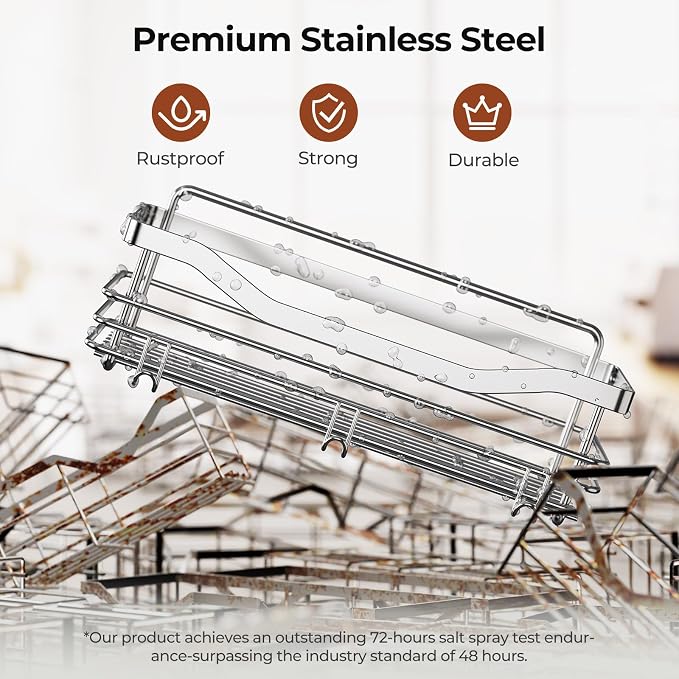 Orimade Shower Caddy Basket Shelf, No Drilling Wall Mounted Rustproof Stainless - Image 9