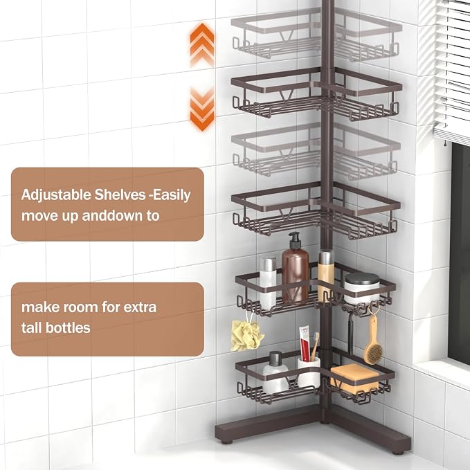 KEGII Floor Corner Shower Caddy Standing, Rustproof 4-Tier Shower Shelf - Image 4