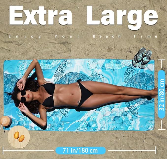 6 Pack Microfiber Lightweight Beach Towel Sand Free Quick Dry Absorbent Thin - Image 2