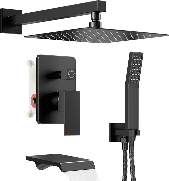 Shower System with Tub Spout, All Metal Tub Shower Faucet Set with 10'' Rain by HOMGOO