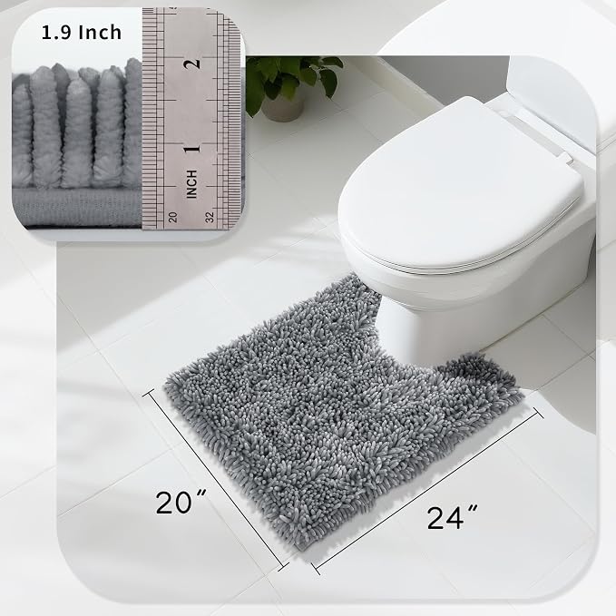 Yimobra Toilet Rugs U Shaped Washable, Extra Thick Soft Absorbent Chenille - Image 2