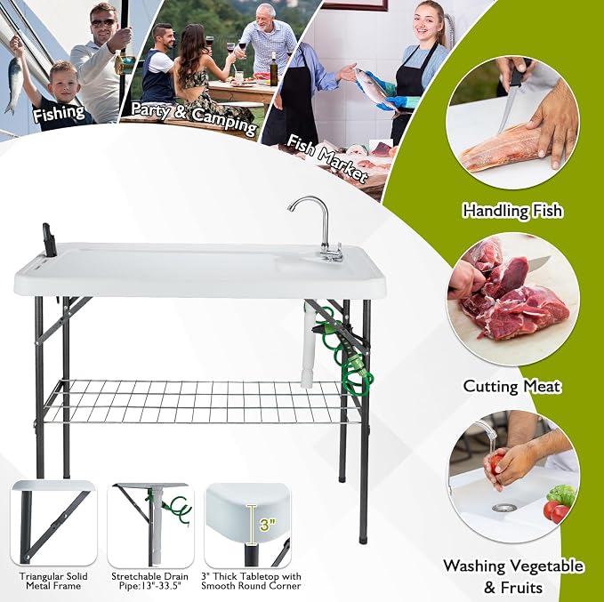 Folding Fish Cleaning Table Portable Camping Sink - Image 7