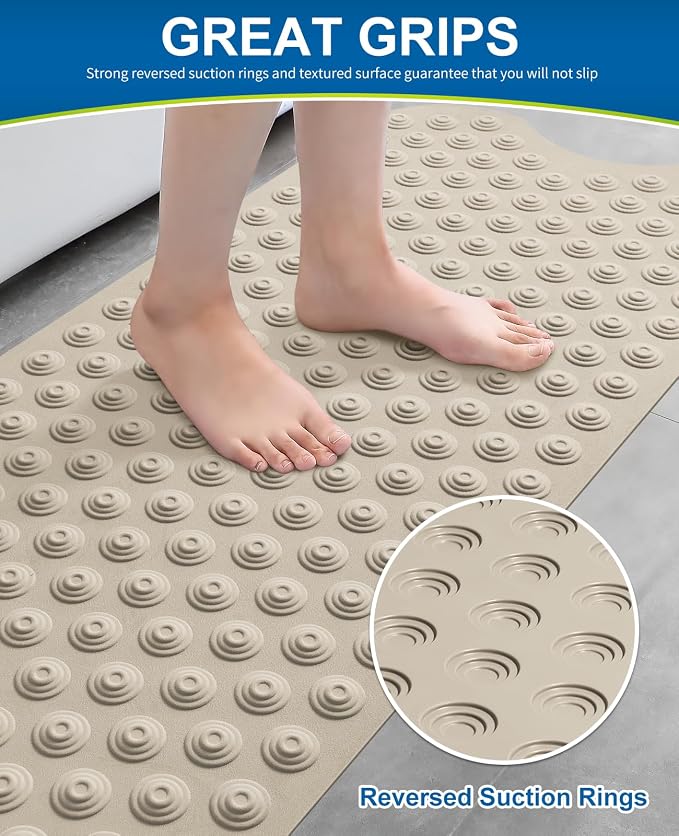 Bathtub Mat Non-Slip Without Suction Cups, 39x16inch Extra Long Bath Mats - Image 4