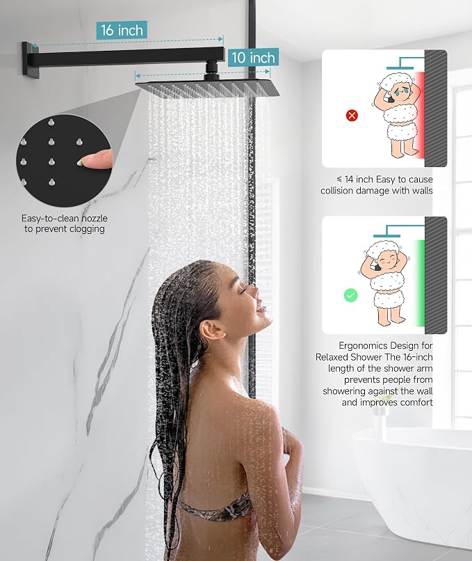 SR SUN RISE Shower System Bathroom 10 Inch Rainfall Shower Head & Handle Set - Image 4