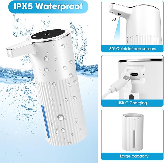 2 Pack Touchless Automatic Liquid Soap Dispenser, 13.5oz Smart Sensor Hand Wash - Image 4
