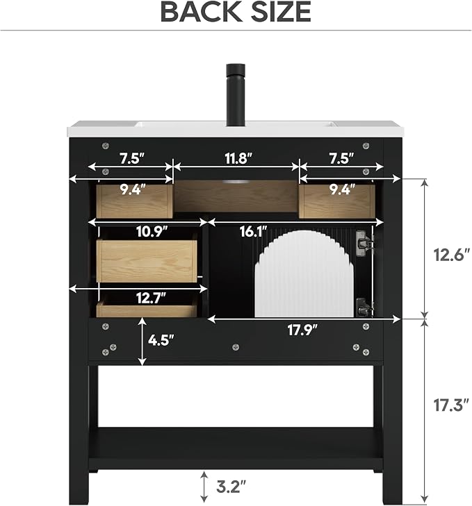 30 Inch Bathroom Vanity with Sink, Modern Bathroom Sink Cabinet with - Image 9