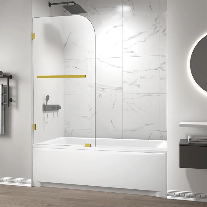 Bathtub Shower Door, 1/4" Clear Tempered Frameless Shower Glass Door, Tub - Image 7
