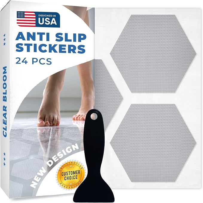 Anti Slip Shower Stickers 24 PCS, Premium Adhesive Bath Tub Stickers by ClearBloom