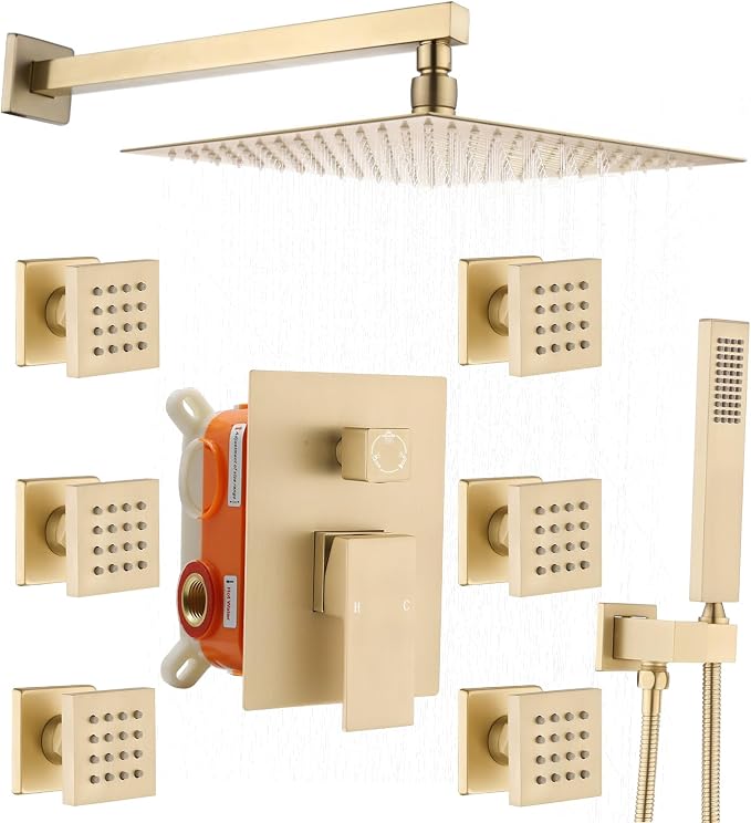 Enga Brushed Gold Rain Shower System by Enga