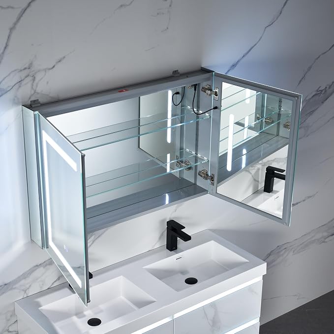 Blossom 40x26 LED Lighted Bathroom Medicine Mirror Cabinet, Recessed/Surface - Image 7