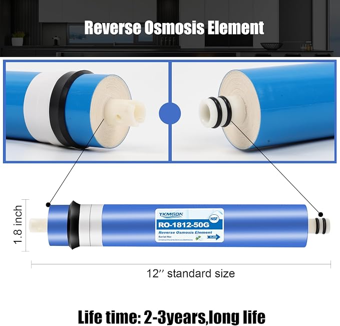 2 Pack 50GPD RO Membrane, 1812-50G Reverse Osmosis Membrane Replacement Water - Image 2