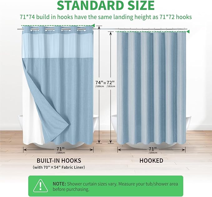 No Hooks Needed Linen Textured Shower Curtain - Image 7