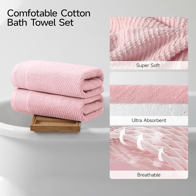 REDKISS Luxury 8-Piece Pink Towel Set, 2 Bath Towels, 2 Hand Towels, 4 - Image 5