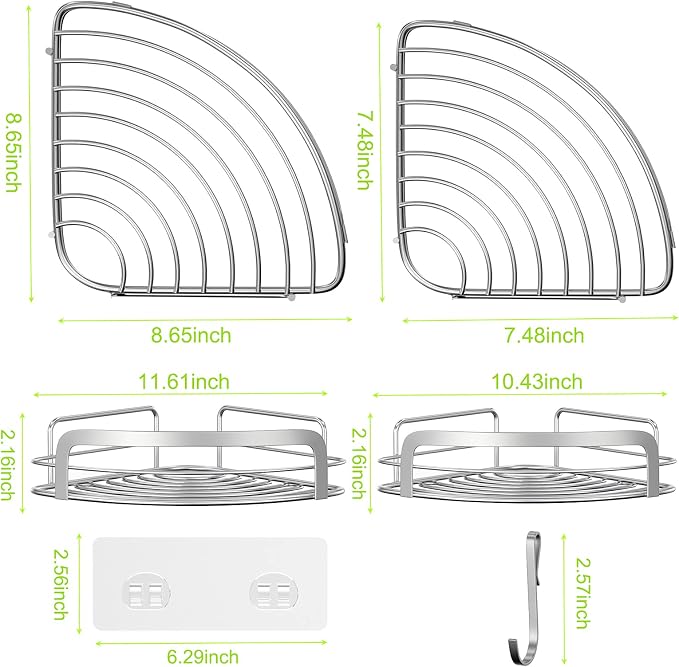 STEUGO 2 Pack Shower Caddy Corner, Bathroom Corner Shower Shelfs, Adhesive Wall - Image 4