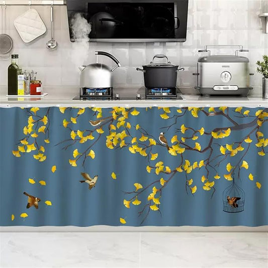 SK Studio Short Curtains for Kitchen, Cabinet Shelf Dust-Proof Blackout Tier by SK+Studio