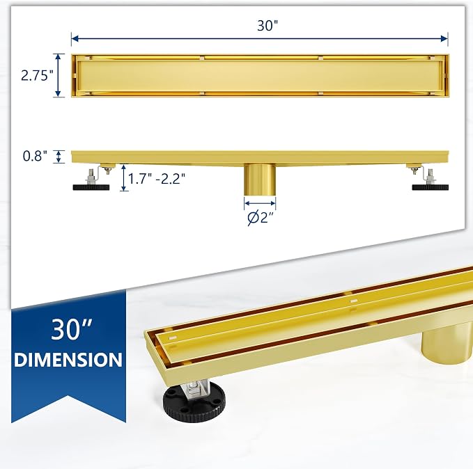 Neodrain 30-Inch Gold Linear Shower Drain - Image 3