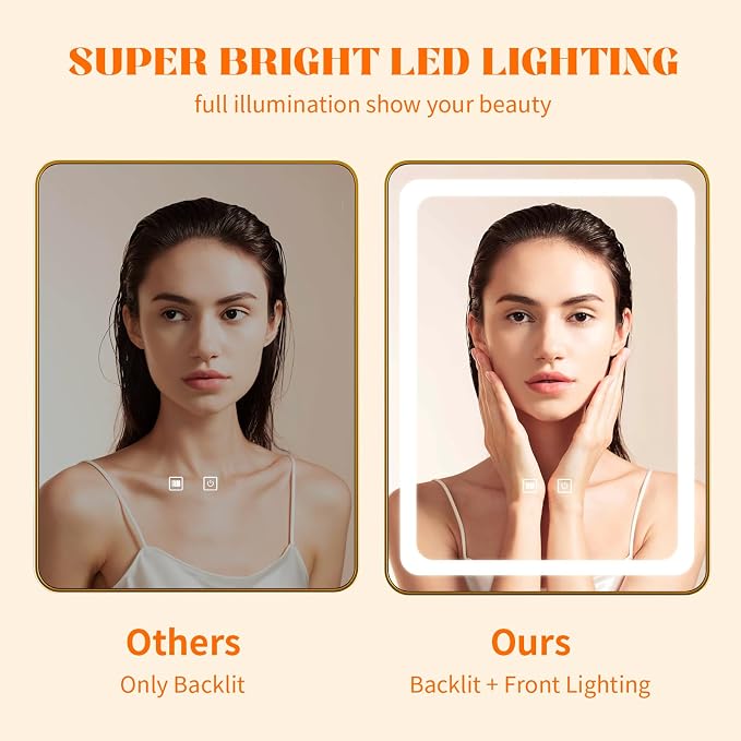 LED Bathroom Mirrors with Lights, 3 Colors Dimmable, Touch Sensor - Image 4