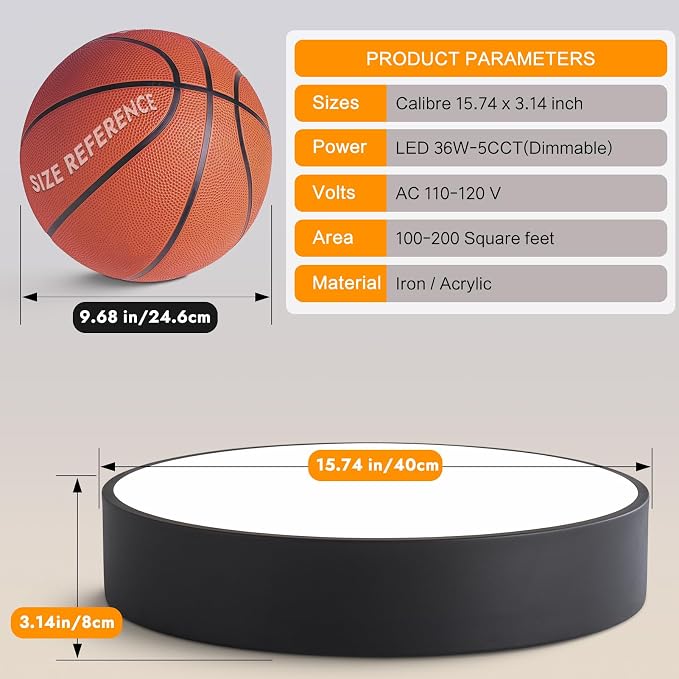 Modern Dimmable Round Black LED Large Flush Mount Ceiling Light Fixture - Image 5