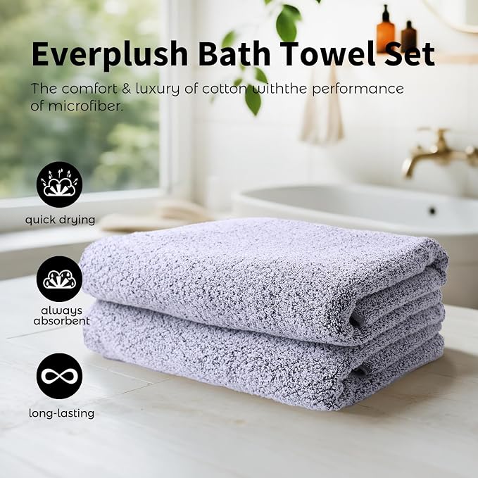 Everplush Diamond Collection 6-Piece Bath Sheet Towel Set, Soft Plush Jacquard - Image 3