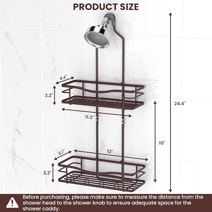 REINHARDT Shower Caddy Hanging, Rustproof Shower Caddy Anti-Swing Shower - Image 6