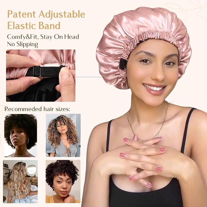 YANIBEST Adjustable Satin Bonnet Double Layer Hair Bonnet - Image 2