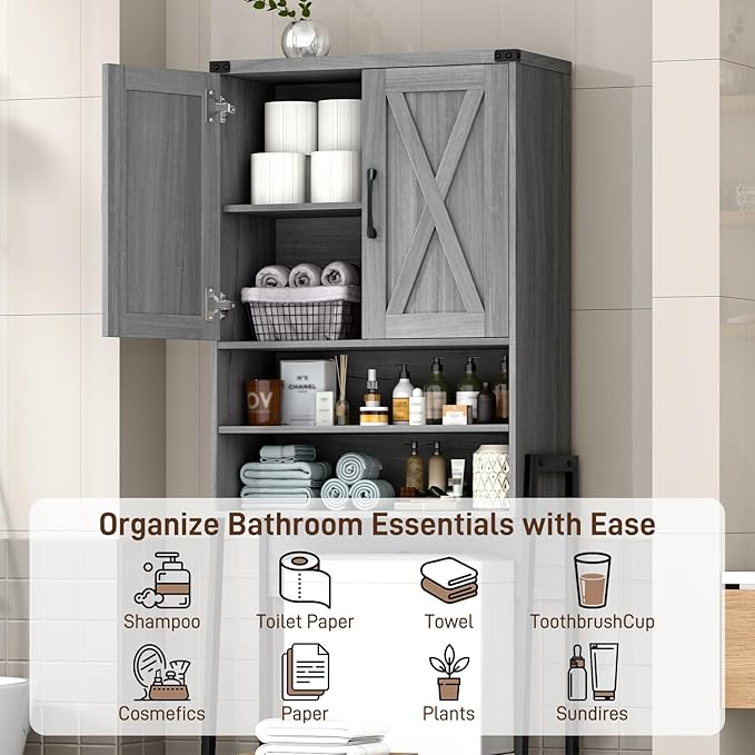 Vabches Over The Toilet Storage Cabinet, Farmhouse Over Toilet Storage Cabinet - Image 3