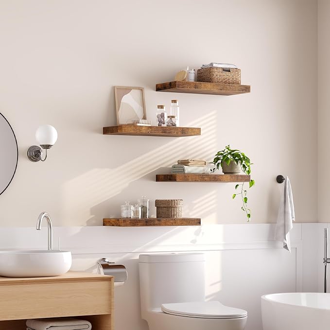 Floating Shelves for Wall, 1.5" Thick Wall Shelf Set of 4 - Image 2