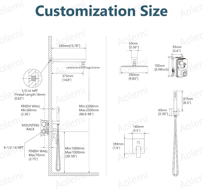 Aolemi Shower Faucet Set, High Pressure Shower System - Image 6