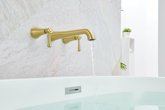 SITGES High Flow Brushed Gold Wall Mount Bathtub Faucet - Image 3