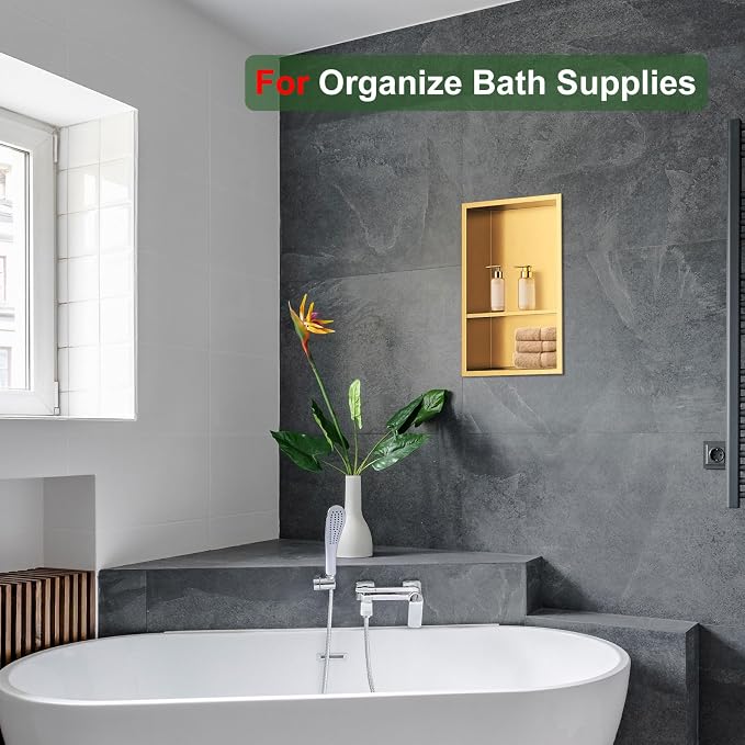 Shower Niche, 12 * 18 Stainless Steel Elegant Bathroom Niche, No Tile Needed - Image 7