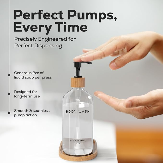 Clear Shampoo and Conditioner Dispenser Set by Brighter Barns - Image 4