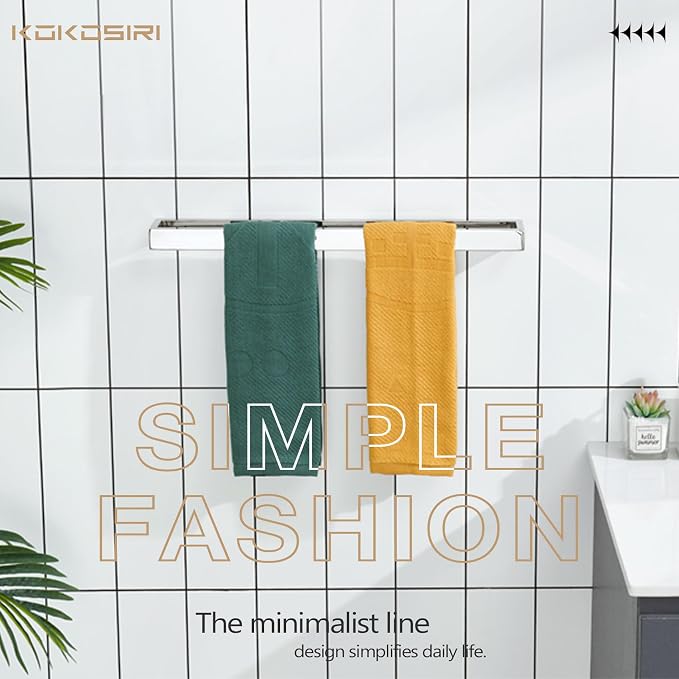 KOKOSIRI Towel Holder Chrome Bath Towel Bar Rack 24-Inch Kitchen Holder - Image 3