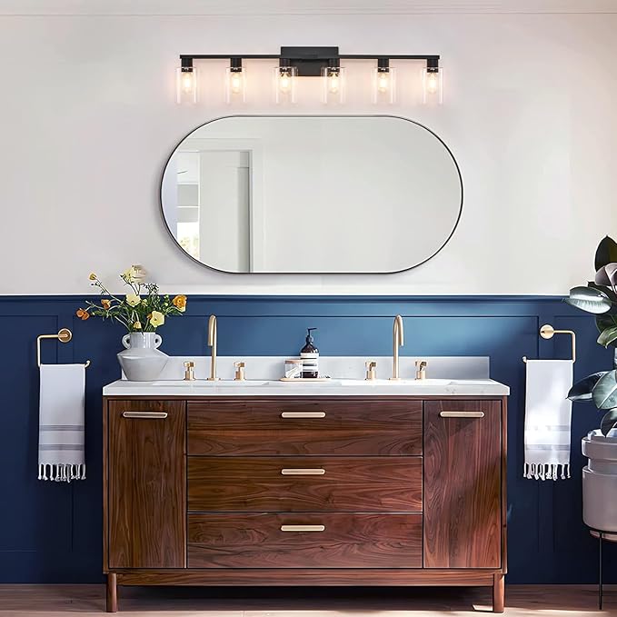 6-Light Bathroom Vanity Light Black Vanity Lights - Image 5