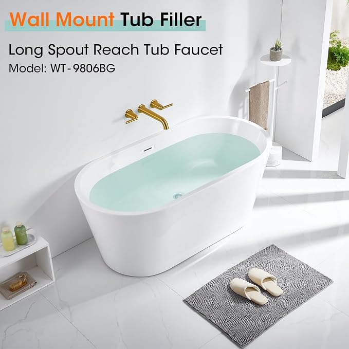 Wall Mount Tub Filler Long Spout Reach Faucet - Image 2