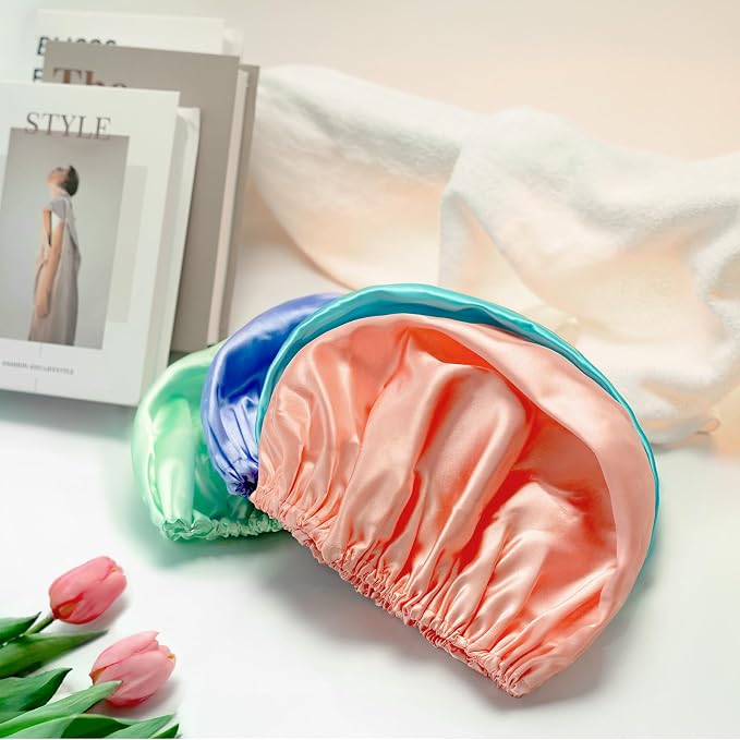 AmazerBath Shower Cap, Double Layers Hair Cap - Image 5