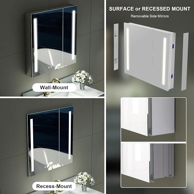 WELLFOR 30" X 30" LED Medicine Cabinet - Image 10
