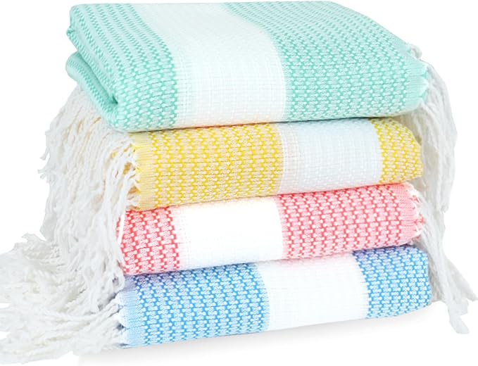 4 Pack Cotton Turkish Beach Towel Lightweight Thin Travel Vacation Essentials by Unknown