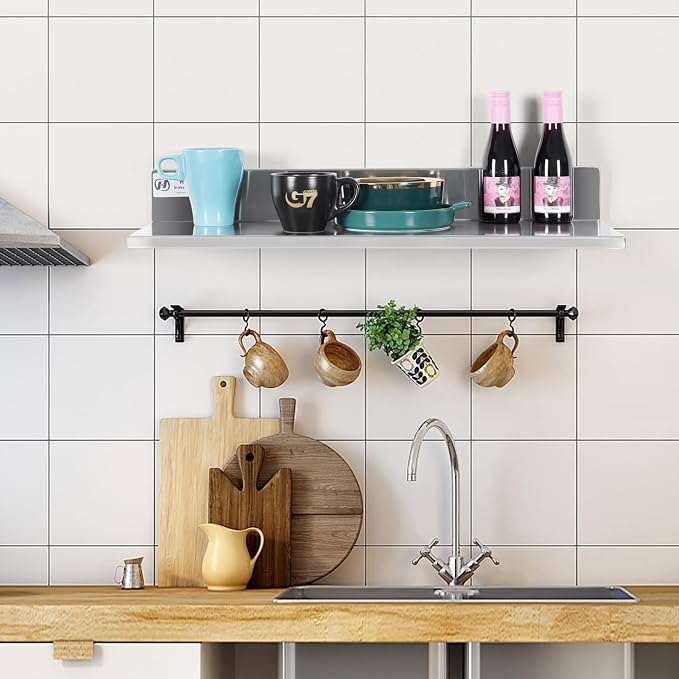 Hally Stainless Steel Wall Shelf 8.6 x 24 Inches 50 lb, NSF Commercial Heavy - Image 2
