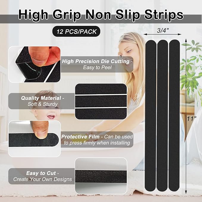 S&X Non Slip Safety Stickers, Gritty Textured Slip-Resistant Treads, 0.75-Inch - Image 4