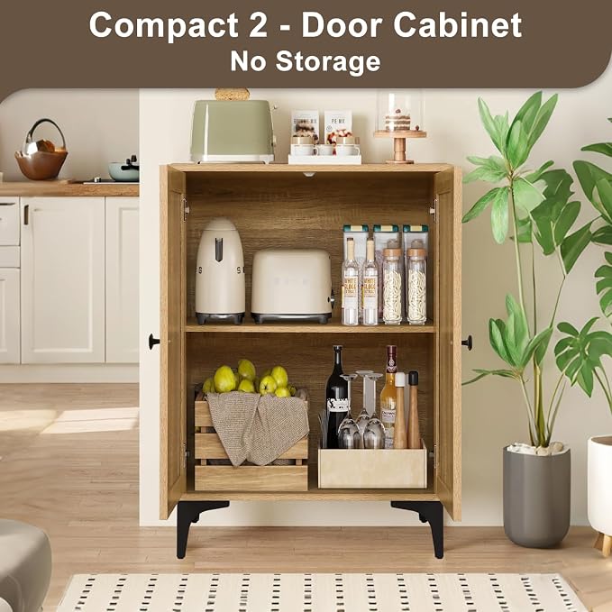 Rattan 4-Door Buffet Sideboard Storage Cabinet - Image 5