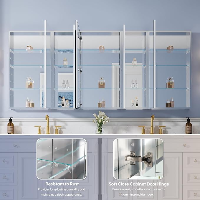 WELLFOR 84" x 36" Bathroom Medicine Cabinet - Image 4