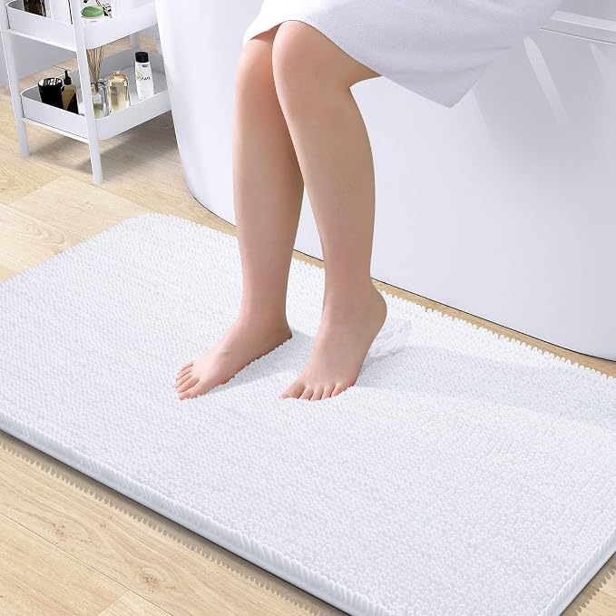 OLANLY Bathroom Rugs 45x27, Extra Soft Absorbent Chenille Bath Rugs, Rubber by OLANLY