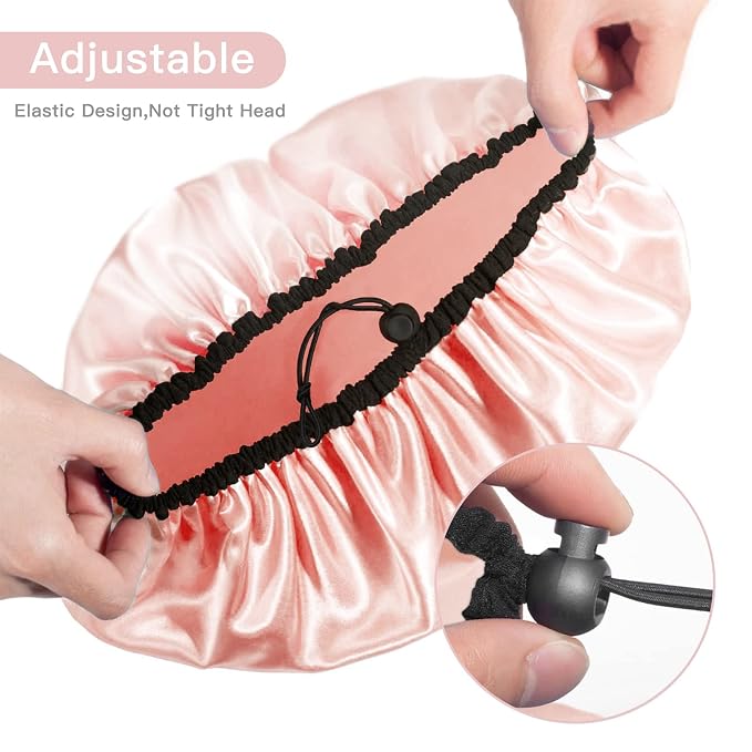 Auban Shower Cap for Women, Adjustable Reusable, Extra Large, Double-Layer - Image 2