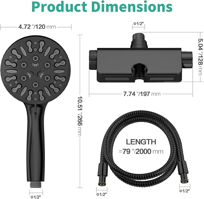 Filtered Shower Head with Handheld Combo, Hard Water Filter Shower Head with 9 - Image 5
