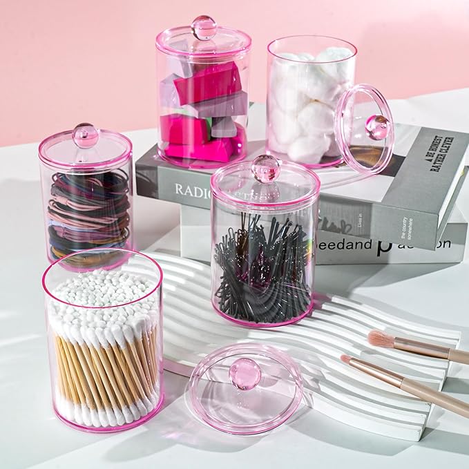 6 Pack Qtip Holder, Canister Apothecary Jar Set, Bathroom Jars - Image 5
