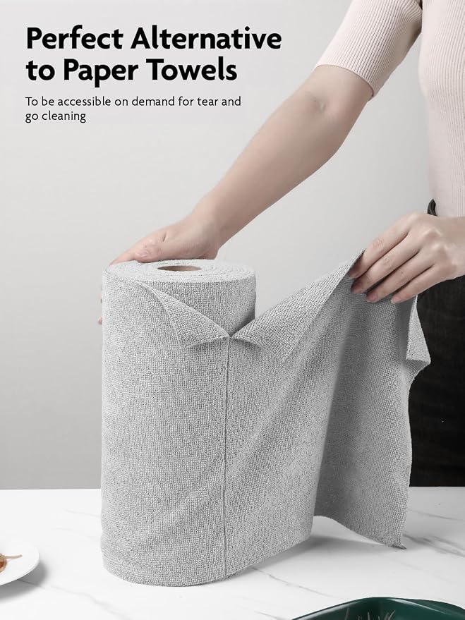 Fantasticlean Microfiber Cleaning Cloth Roll -60 Pack, Tear Away Microfiber - Image 2