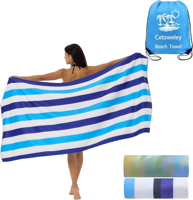 Microfiber Beach Towels 70''x35'' Extra Large Oversized 2 Pack Quick Dry Sand by Unknown