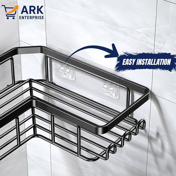 Shower Caddy Corner Shelf with Soap Holder, No Drill Adhesive Wall Mounted with - Image 8