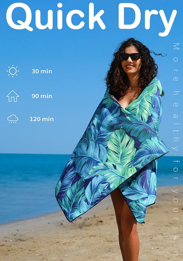4 Pack Microfiber Lightweight Beach Towel Sand Free Quick Dry Absorbent Thin - Image 6