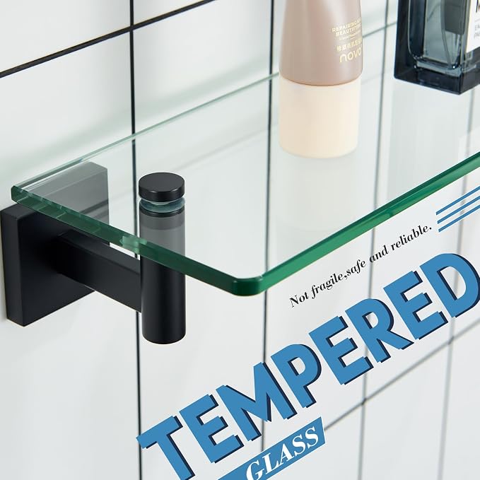KOKOSIRI Bathroom Shelves Glass Floating Shelf 20-Inch - Image 4